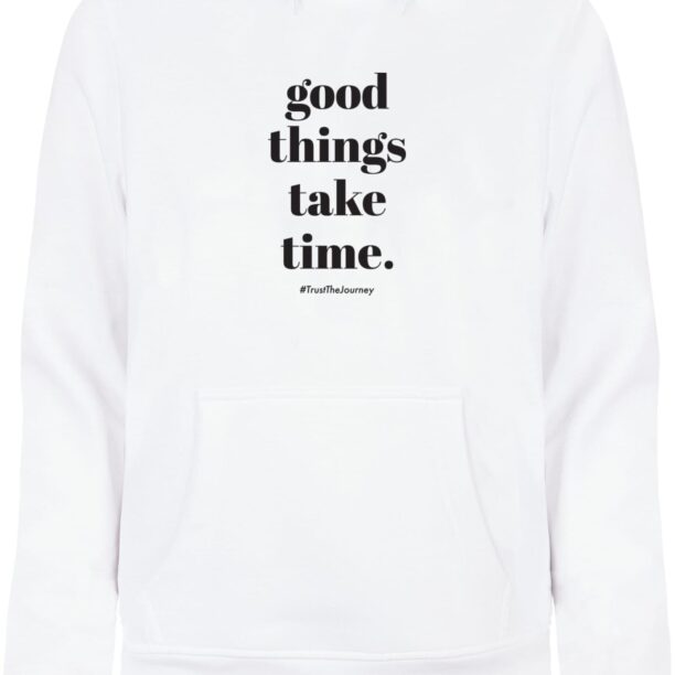 Merchcode Bluză de molton 'Good Things Take Time'  negru / alb