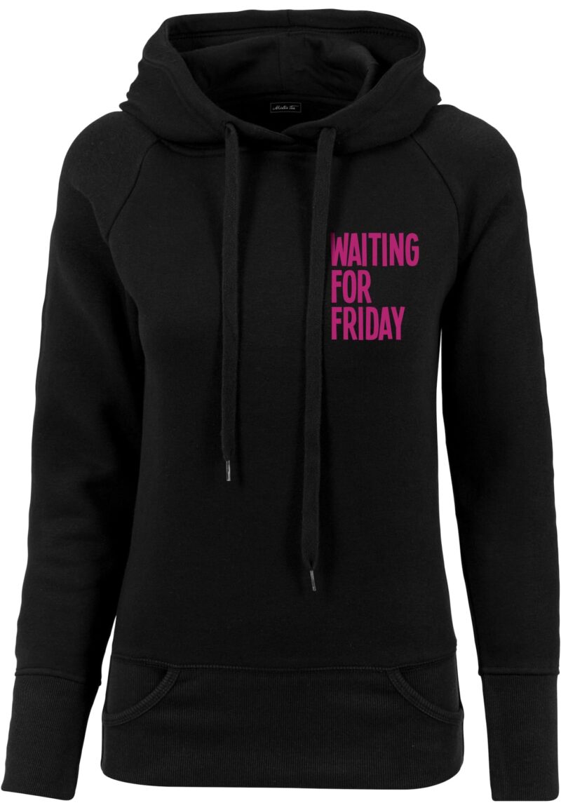 Merchcode Bluză de molton 'Waiting For Friday'  roz pitaya / negru