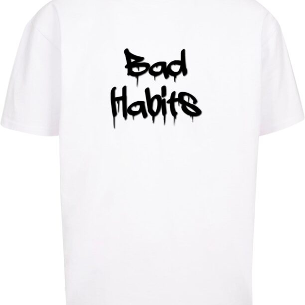 Merchcode Tricou 'Bad Habits'  negru / alb