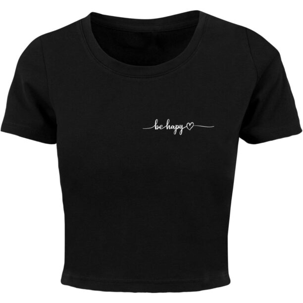 Merchcode Tricou 'Be Happy'  negru / alb