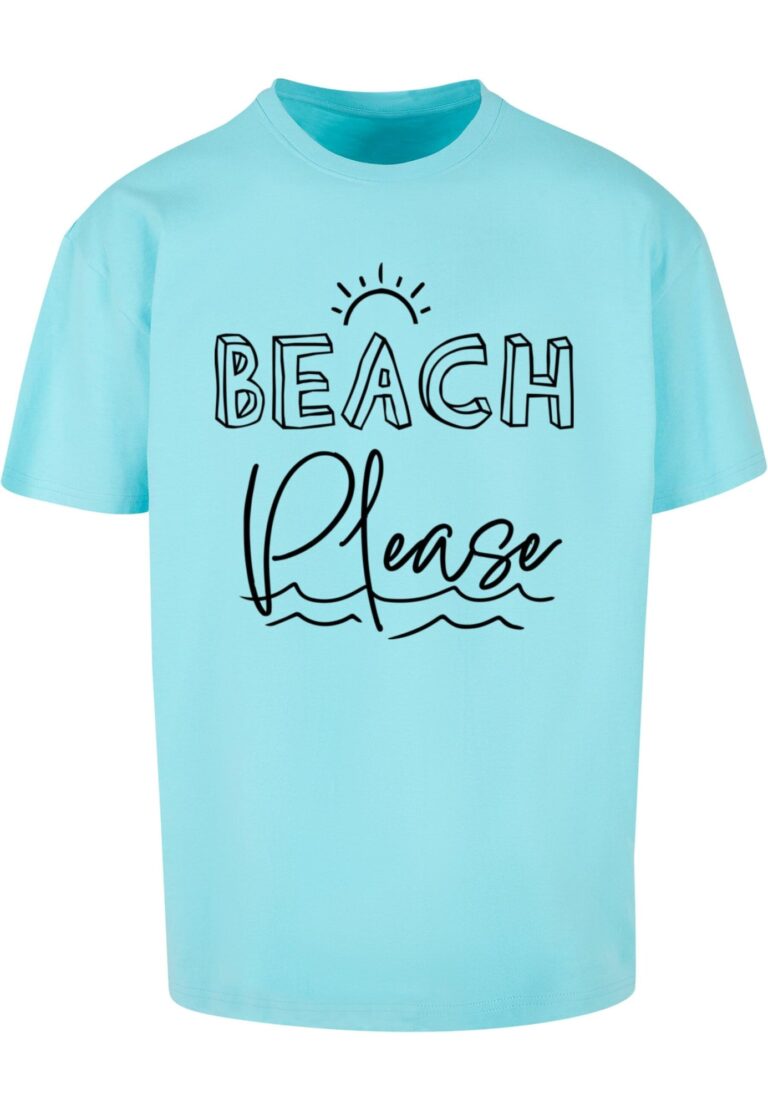 Merchcode Tricou 'Beach Please'  albastru deschis / negru