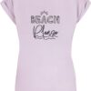 Merchcode Tricou 'Beach Please'  mov lavandă / negru