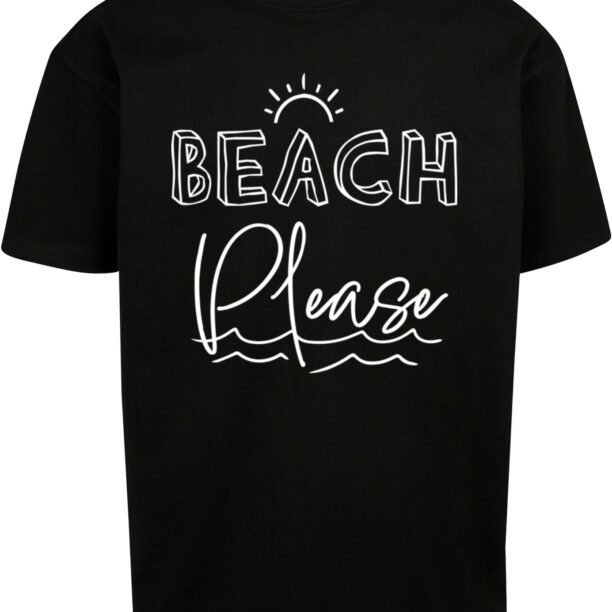 Merchcode Tricou 'Beach Please'  negru / alb