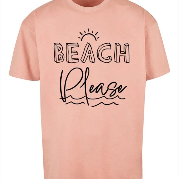 Merchcode Tricou 'Beach Please'  portocaliu caisă / negru