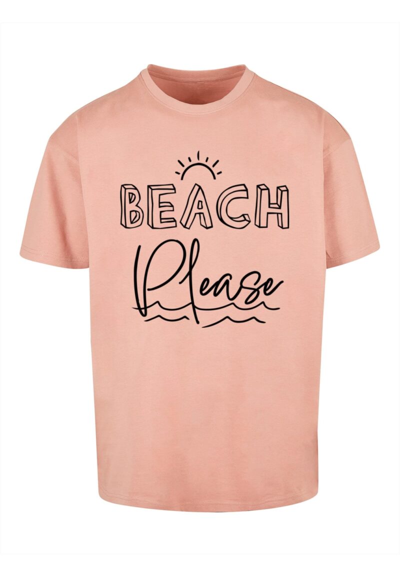 Merchcode Tricou 'Beach Please'  portocaliu caisă / negru