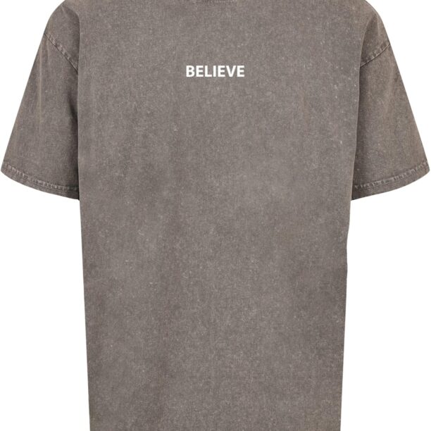 Merchcode Tricou 'Believe Front'  gri denim / alb