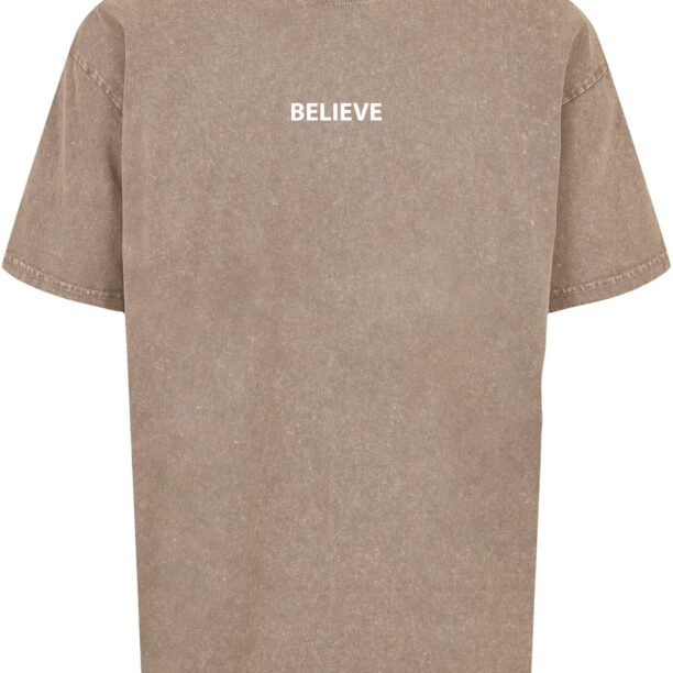 Merchcode Tricou 'Believe Front'  maro / alb