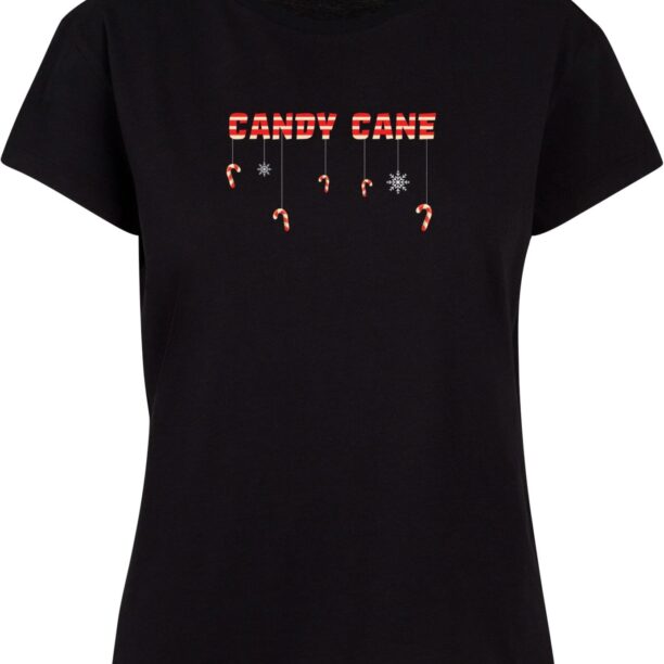 Merchcode Tricou 'Candy Cane'  roșu deschis / negru / alb