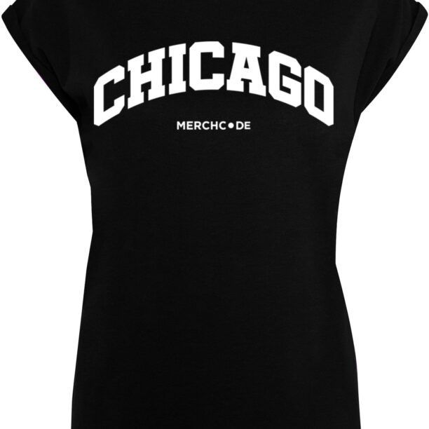 Merchcode Tricou 'Chicago'  negru / alb