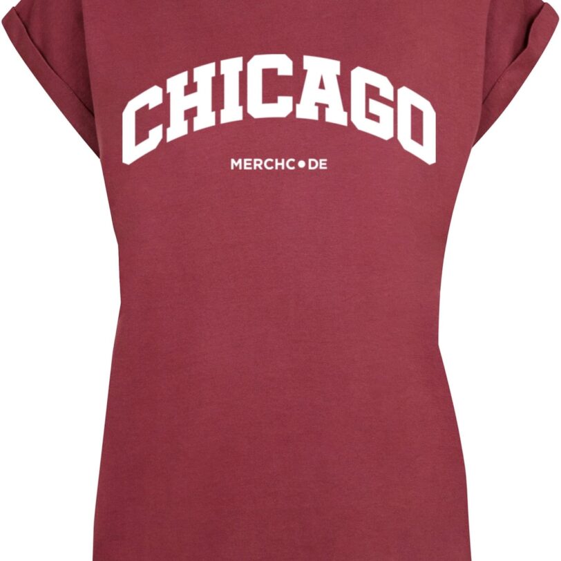 Merchcode Tricou 'Chicago'  roșu bordeaux / alb