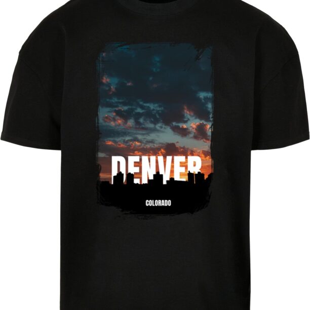 Merchcode Tricou 'Denver'  albastru noapte / portocaliu închis / negru / alb