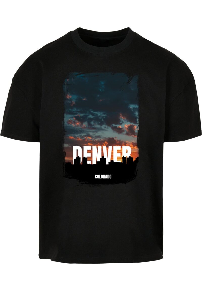 Merchcode Tricou 'Denver'  albastru noapte / portocaliu închis / negru / alb