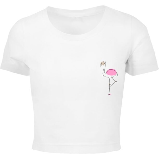 Merchcode Tricou 'Flamingo'  alb kitt / roz deschis / negru / alb murdar