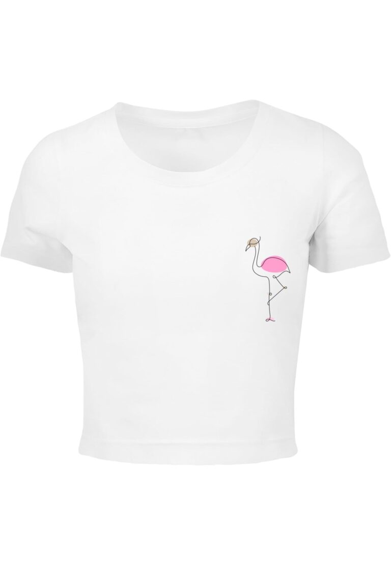 Merchcode Tricou 'Flamingo'  alb kitt / roz deschis / negru / alb murdar