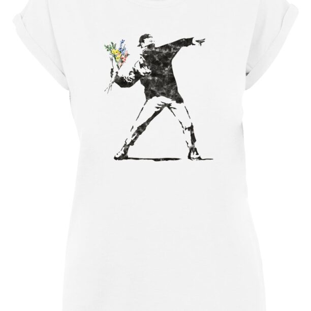 Merchcode Tricou 'Flower Bomb'  negru / alb