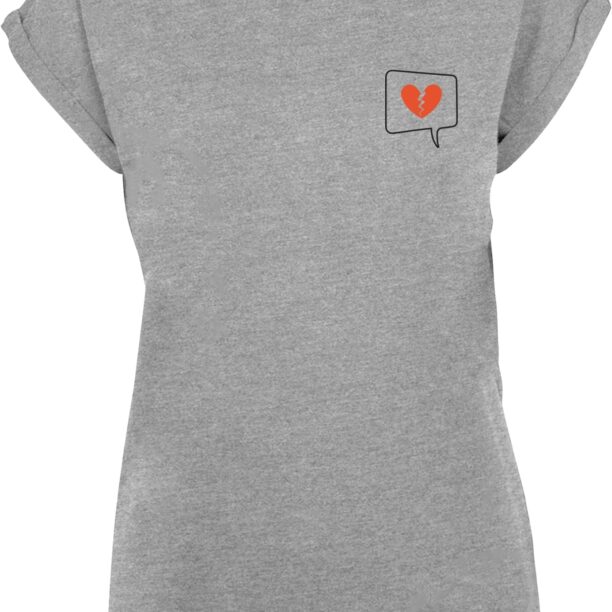 Merchcode Tricou 'Heartbreak'  gri amestecat / roșu / negru