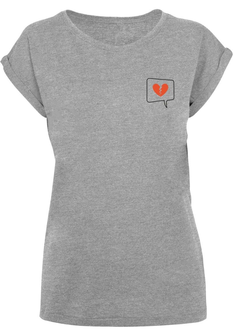 Merchcode Tricou 'Heartbreak'  gri amestecat / roșu / negru