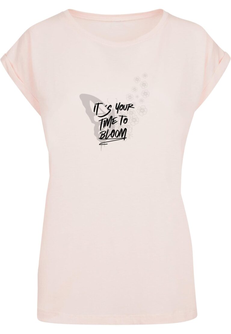 Merchcode Tricou 'Its Your Time To Bloom'  gri / roz pudră / negru