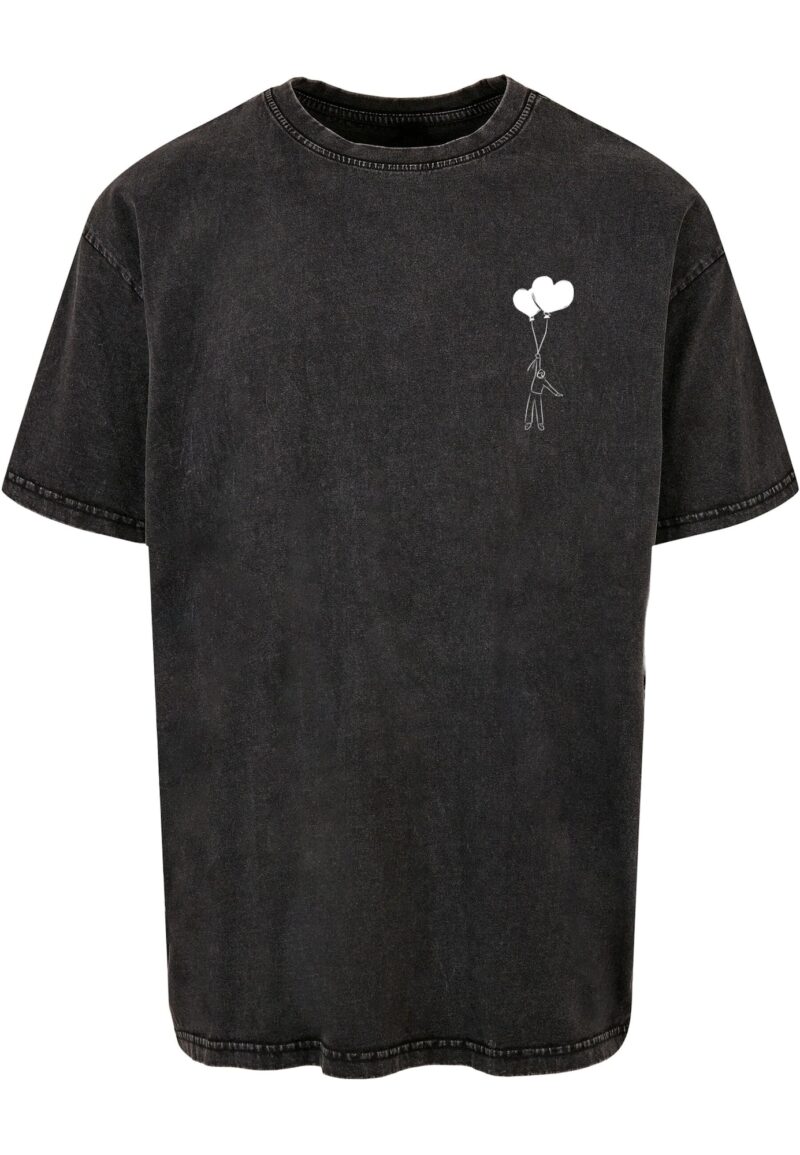 Merchcode Tricou 'Love In The Air'  gri / negru amestecat / alb