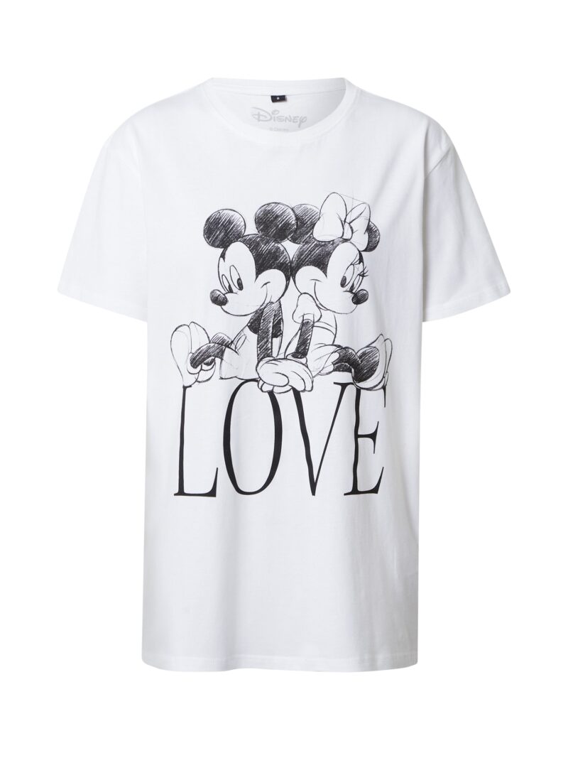 Merchcode Tricou 'Minnie Loves Mickey'  negru / alb