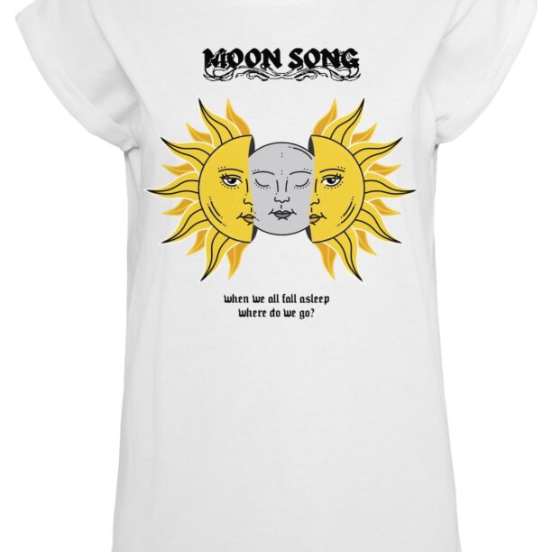 Merchcode Tricou 'Moon Song'  galben / gri / negru / alb