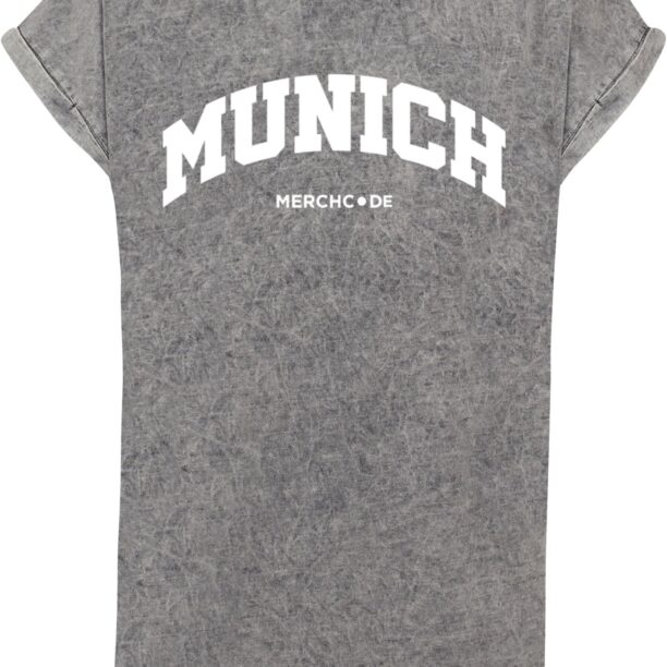 Merchcode Tricou 'Munich Wording'  gri bazalt / alb