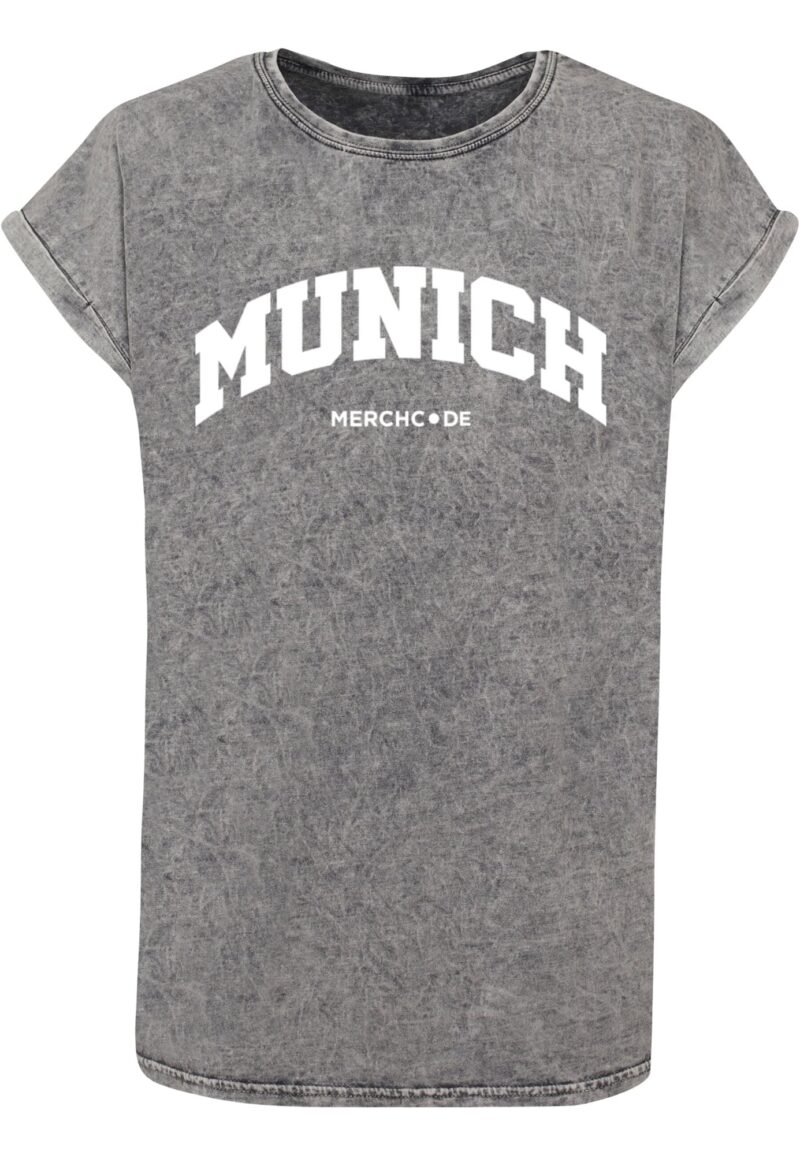 Merchcode Tricou 'Munich Wording'  gri bazalt / alb