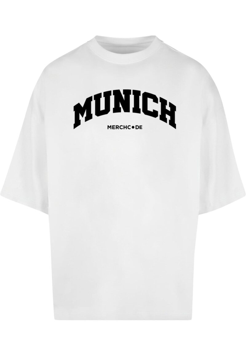 Merchcode Tricou 'Munich Wording'  negru / alb