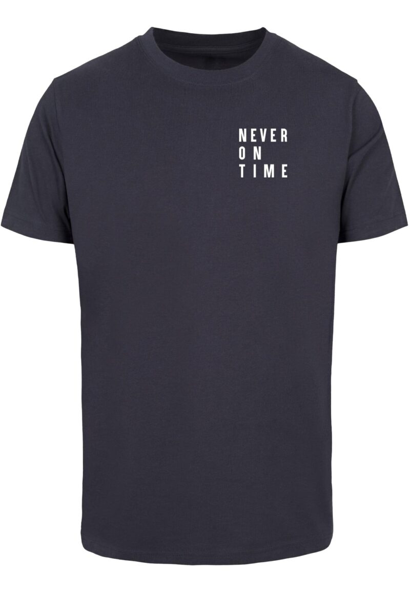 Merchcode Tricou 'Never On Time'  albastru / albastru marin / alb