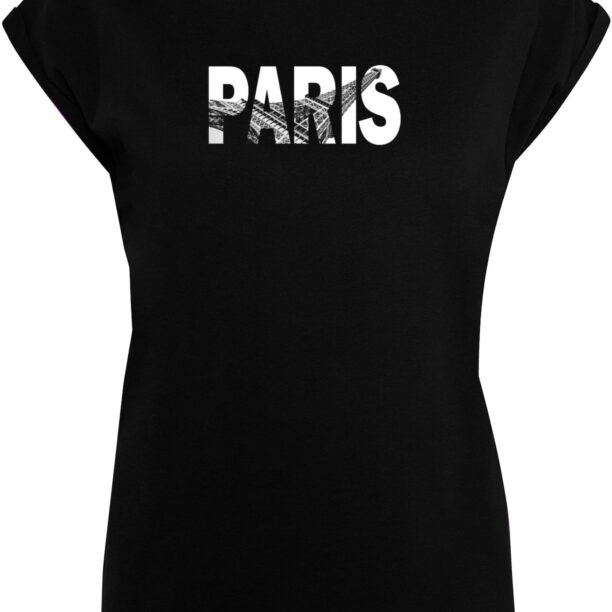 Merchcode Tricou 'Paris Eiffel Tower'  gri / negru / alb