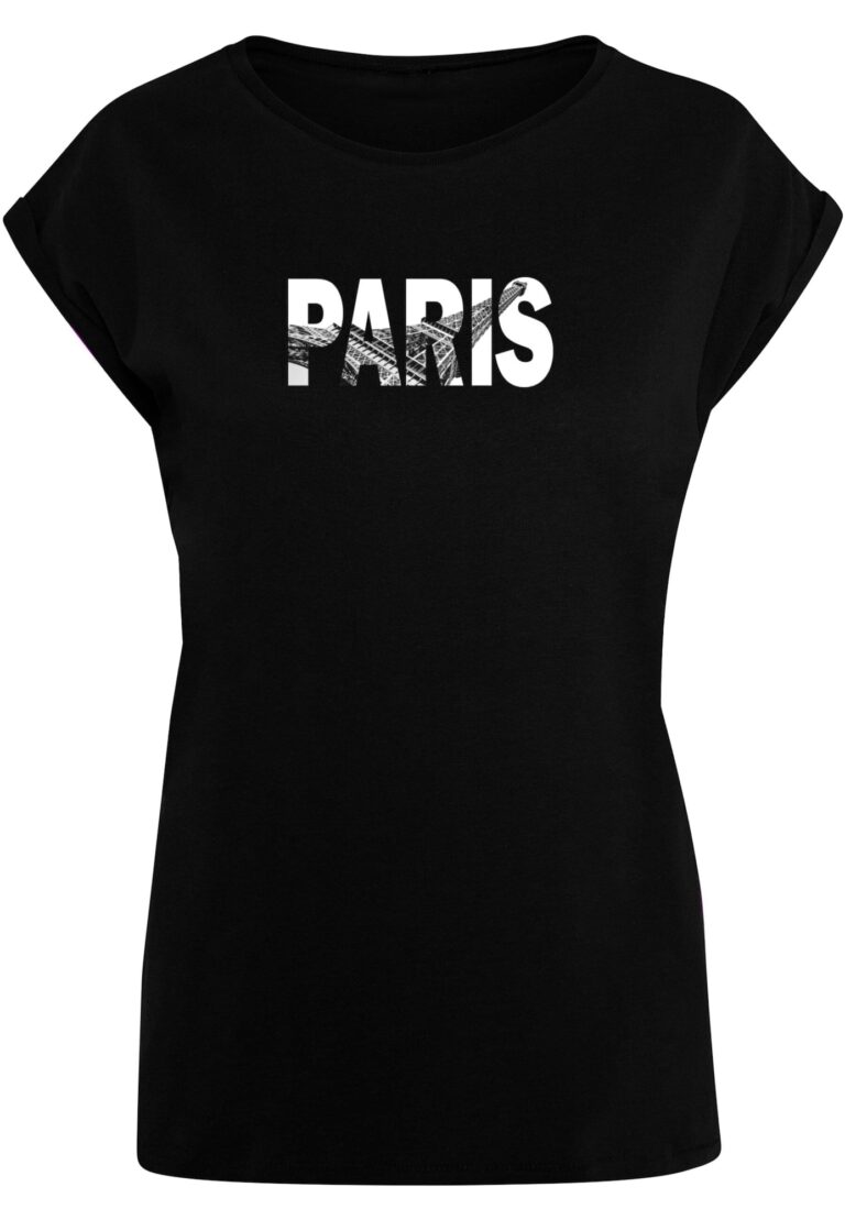 Merchcode Tricou 'Paris Eiffel Tower'  gri / negru / alb