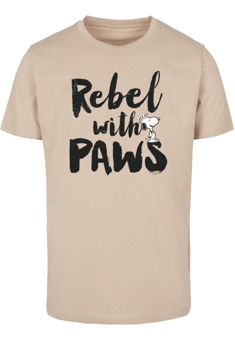 Merchcode Tricou 'Peanuts - Rebel with paws'  nisipiu / negru