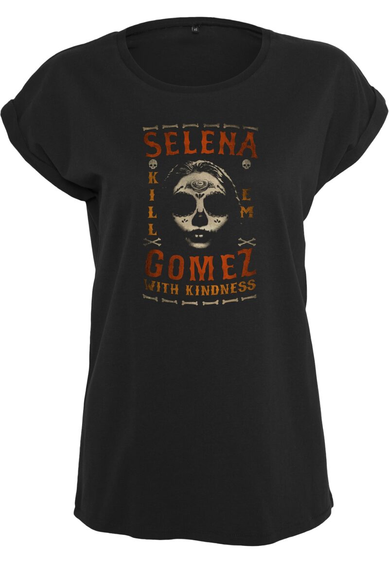 Merchcode Tricou 'Selena Gomez Kill Em'  portocaliu / roșu / negru / alb