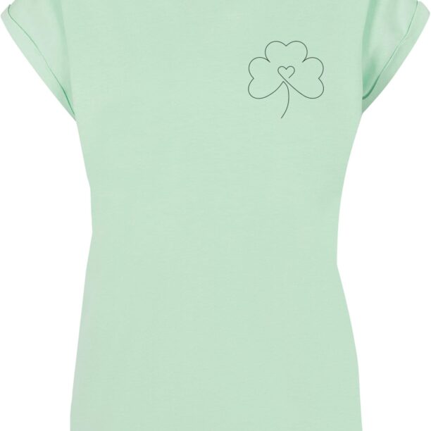 Merchcode Tricou 'Spring - Leaf Clover Flower'  verde mentă / negru