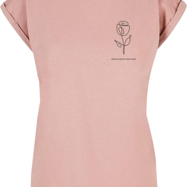 Merchcode Tricou 'Spring - Tulip Flower'  roz pastel / negru