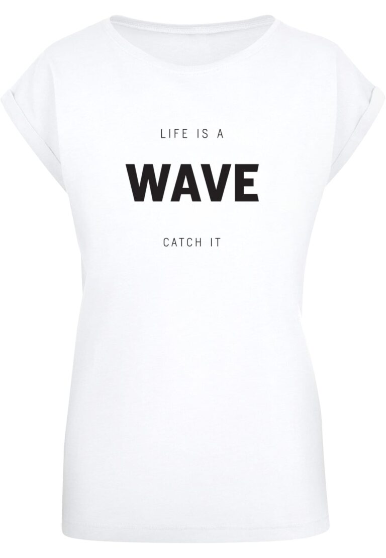 Merchcode Tricou 'Summer - Life Is A Wave'  negru / alb