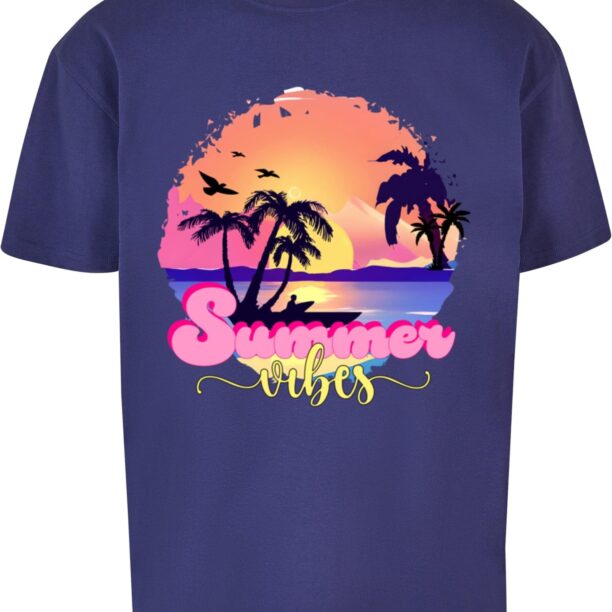 Merchcode Tricou 'Summer Vibes Sunset'  indigo / galben / portocaliu / roz