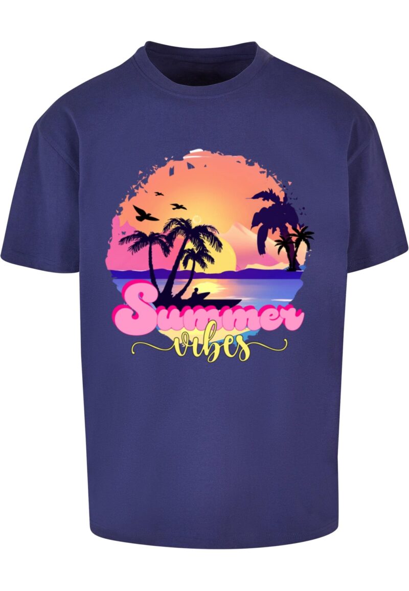 Merchcode Tricou 'Summer Vibes Sunset'  indigo / galben / portocaliu / roz