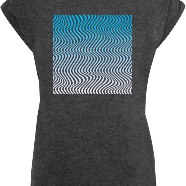 Merchcode Tricou 'Summer - Wavy'  azur / gri metalic / alb