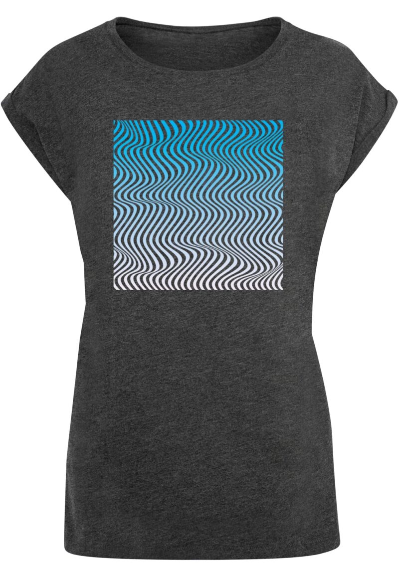 Merchcode Tricou 'Summer - Wavy'  azur / gri metalic / alb