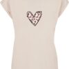 Merchcode Tricou 'Valentines Day - Leopard Heart'  nisipiu / roz deschis / negru