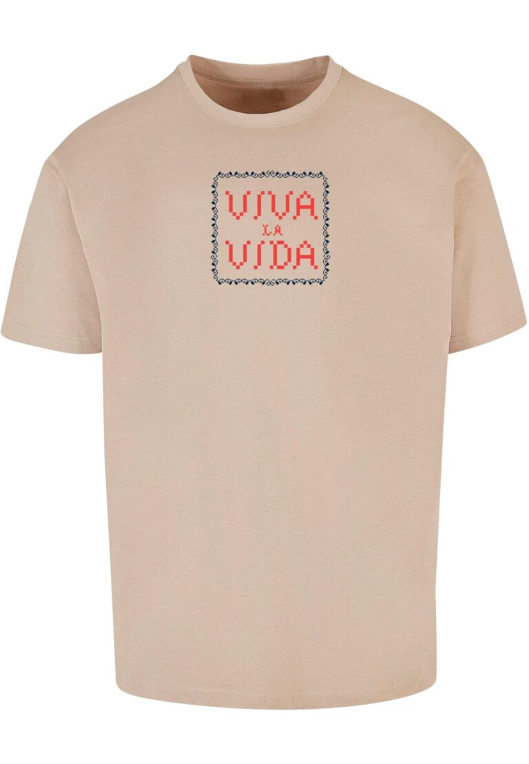 Merchcode Tricou 'Viva La Vida'  bej / mov închis / roșu intens / negru