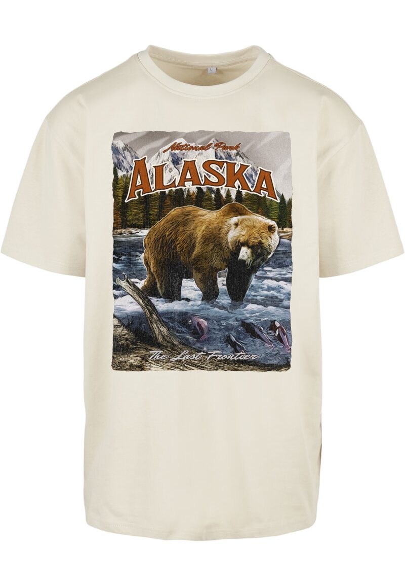 Mister Tee Tricou 'Alaska'  ecru / albastru deschis / maro deschis / roșu