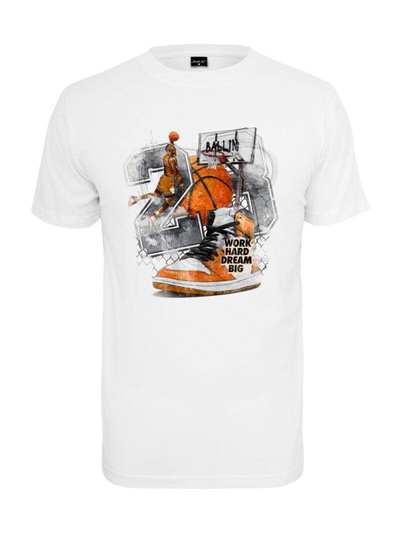 Mister Tee Tricou 'Ballin'  gri / portocaliu / negru / alb