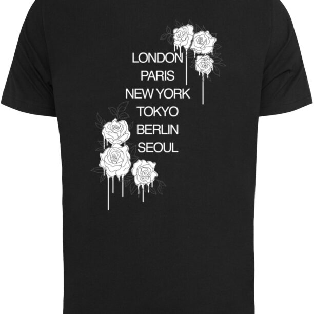 Mister Tee Tricou 'City Roses'  gri metalic / negru / alb