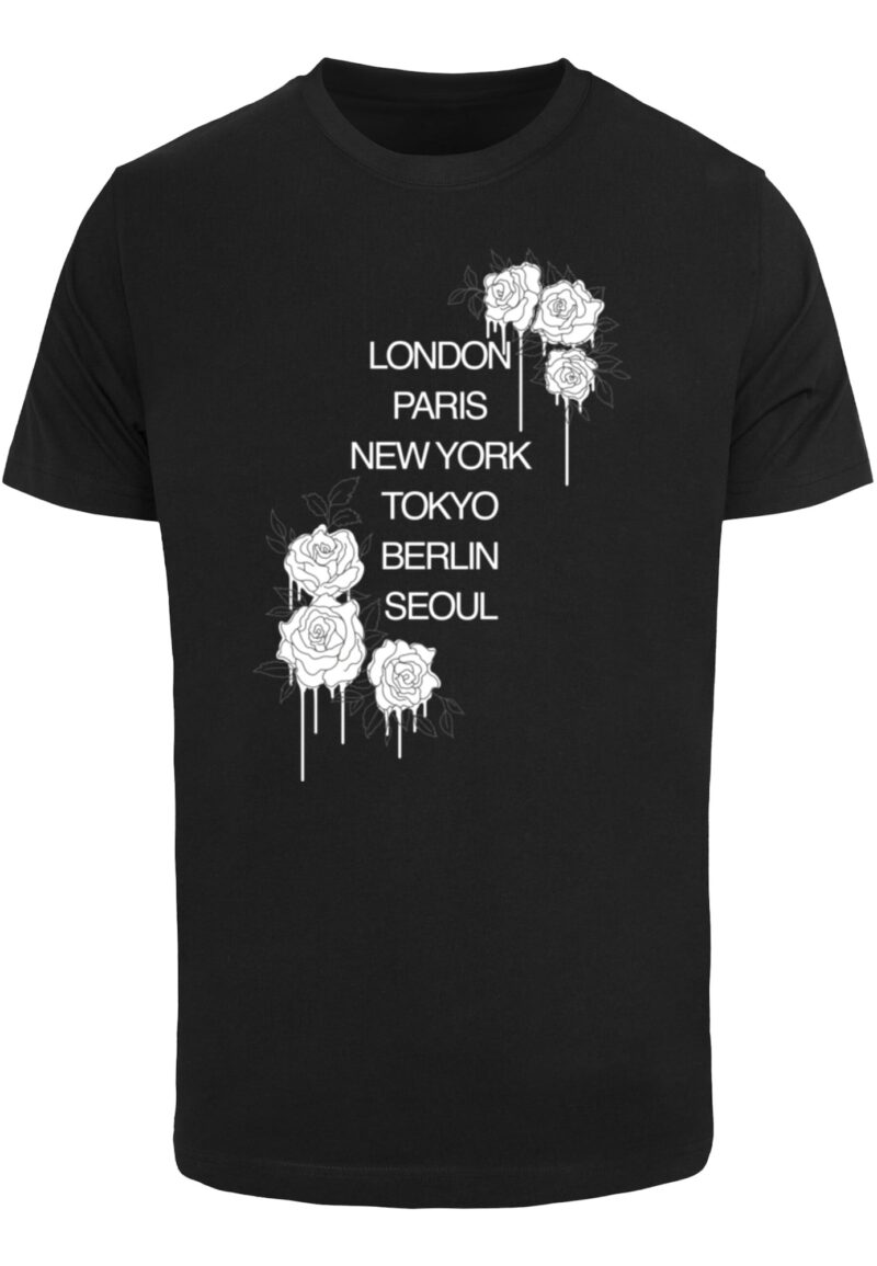 Mister Tee Tricou 'City Roses'  gri metalic / negru / alb