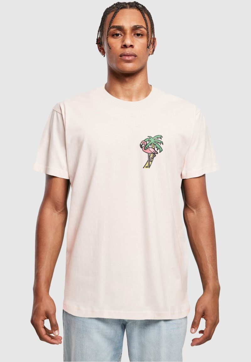 Mister Tee Tricou 'Flamingo'  alb kitt / verde pin / roz / negru preţ