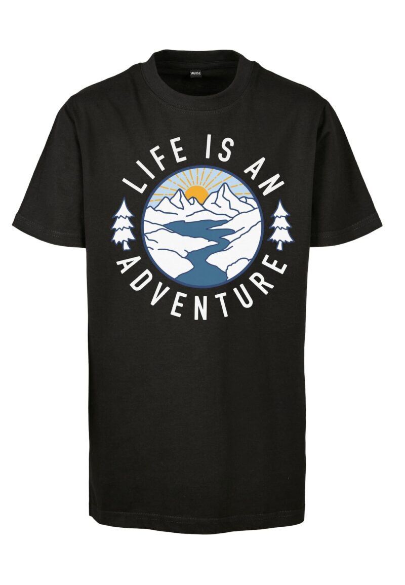 Mister Tee Tricou 'Life Is An Adventure'  albastru închis / portocaliu / negru / alb