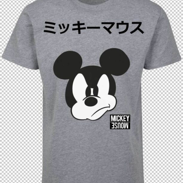 Mister Tee Tricou 'Mickey Japanese'  gri amestecat / negru / alb