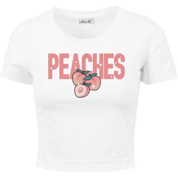 Mister Tee Tricou 'Peaches'  verde / portocaliu / portocaliu caisă / alb